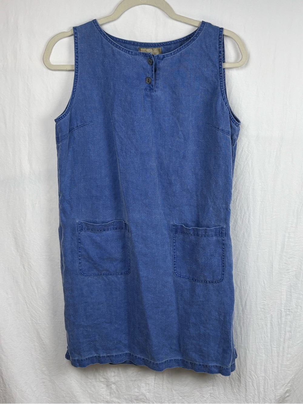 The Territory Ahead Indigo Blue Sleeveless linen Denim blue Shift Dress sz 6
